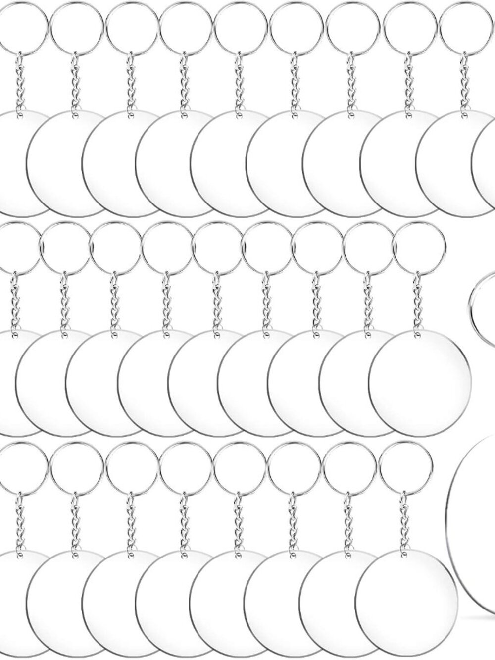 108 Pieces Acrylic Keychain Blanks 2 Inch Round with Key Chain Rings